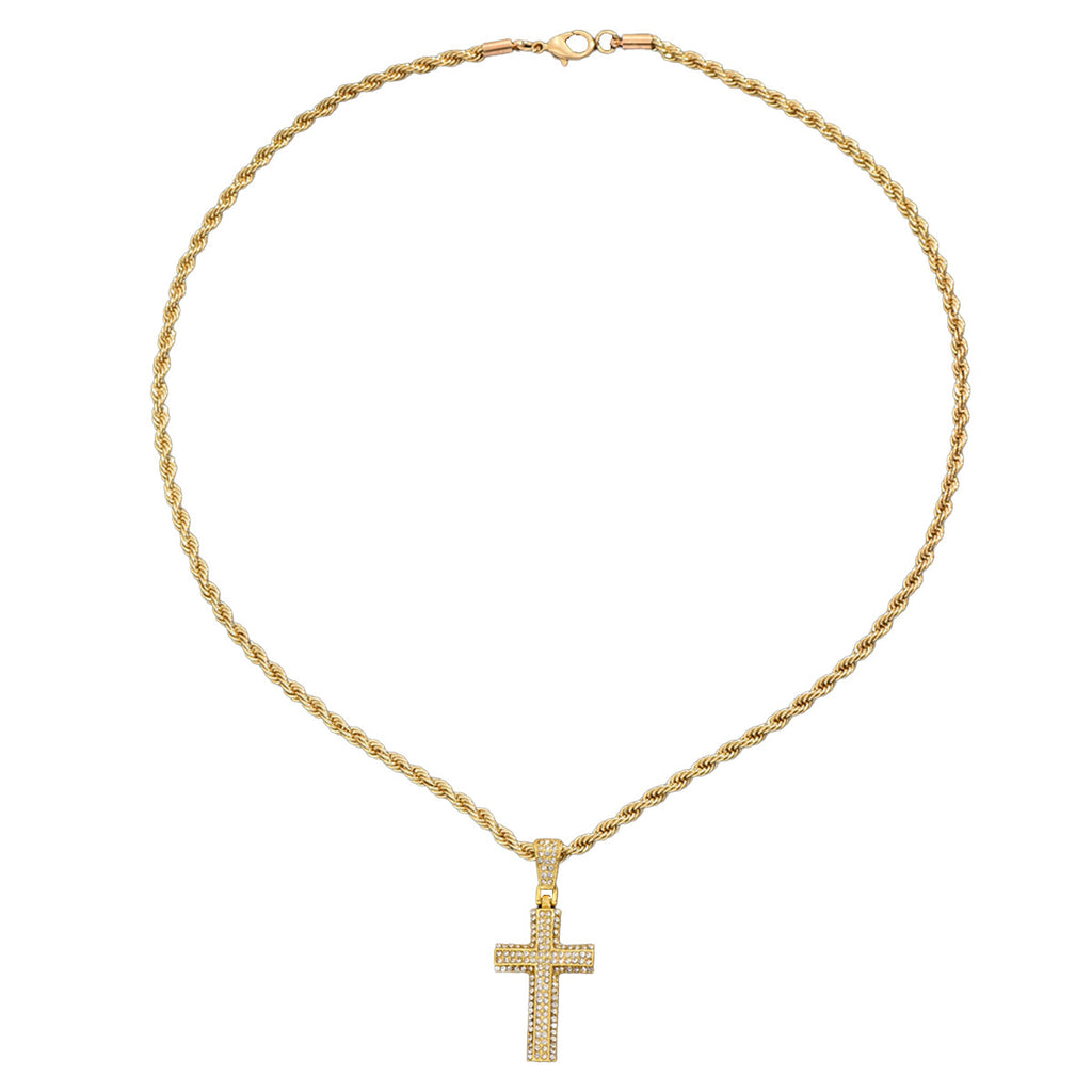 Cross-set  pendant Cuban  necklace
