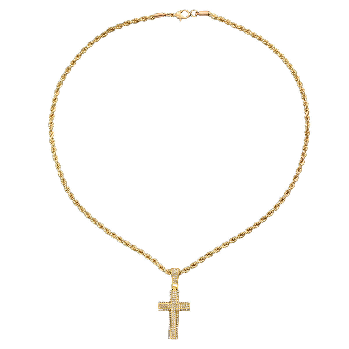 Cross-set  pendant Cuban  necklace