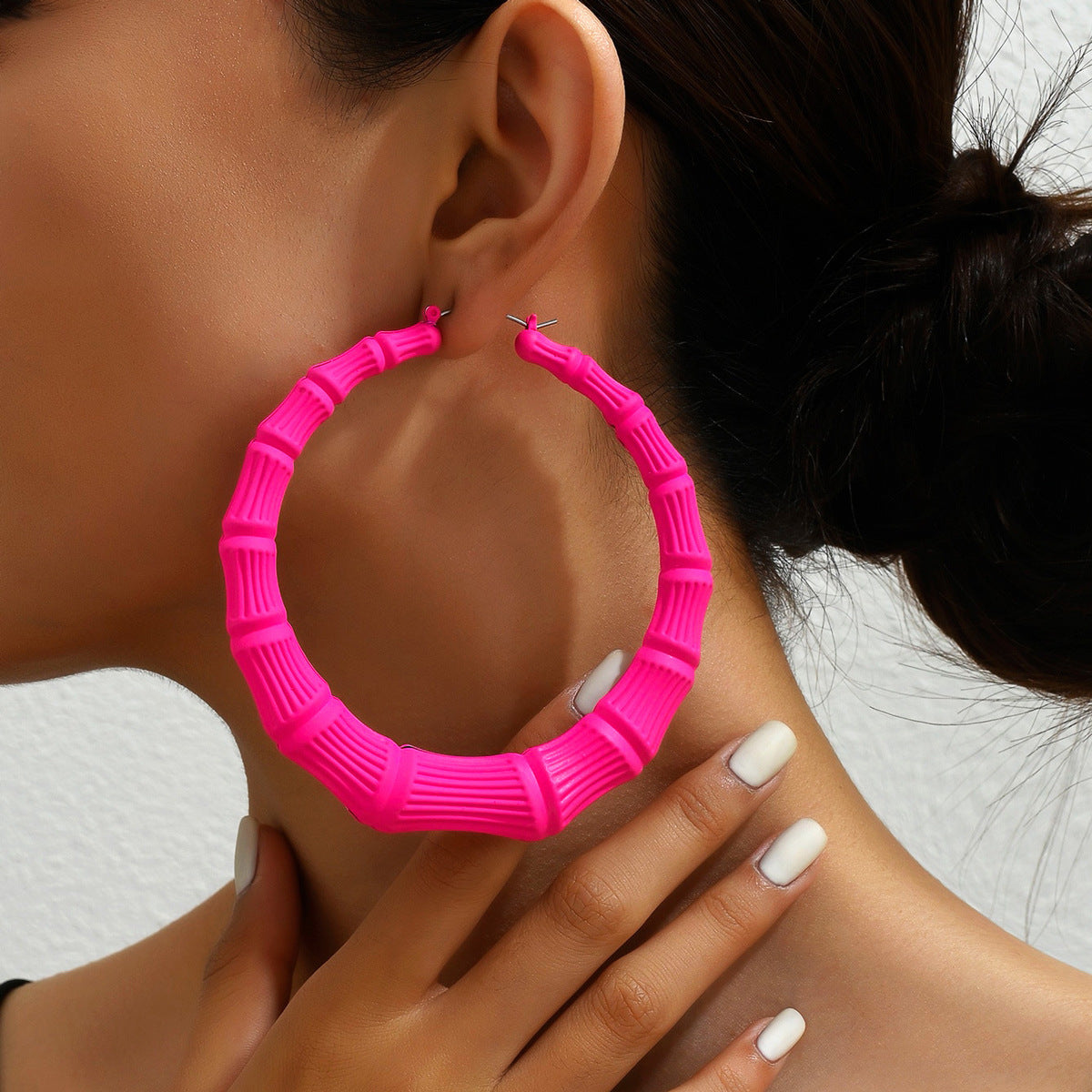 Hip-hop style bamboo-shaped exaggerated earrings