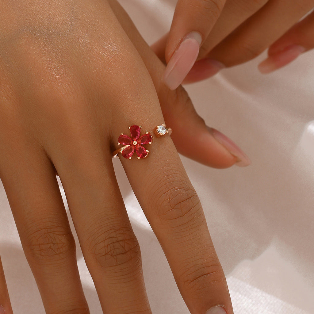Sweet Flower Open Ring