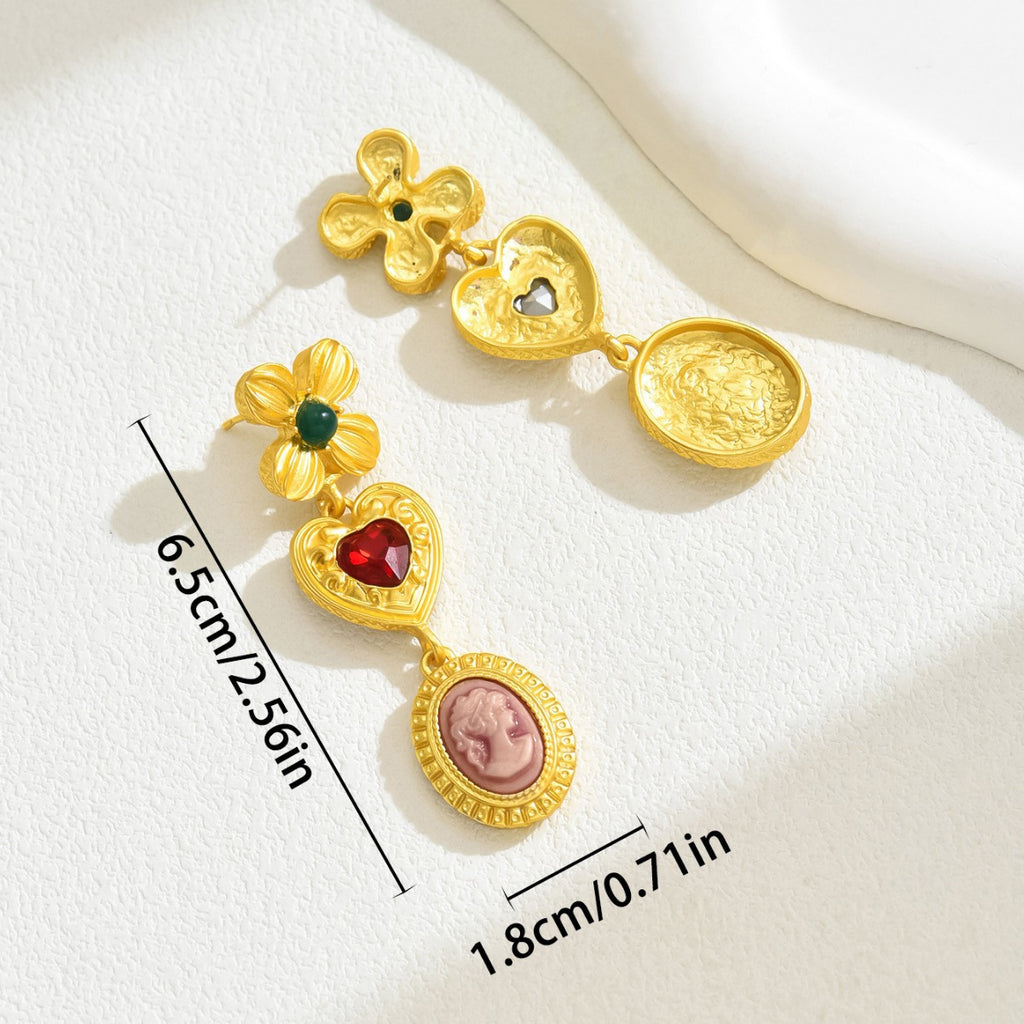 Vintage style, diamond-encrusted four-leaf clover earrings