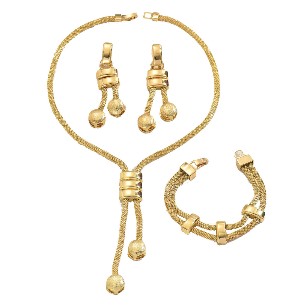 18K necklace, tassel earrings, and versatile bracelet jewelry set