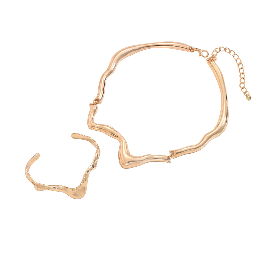 Lava Metal Bracelet Necklace Jewelry Set