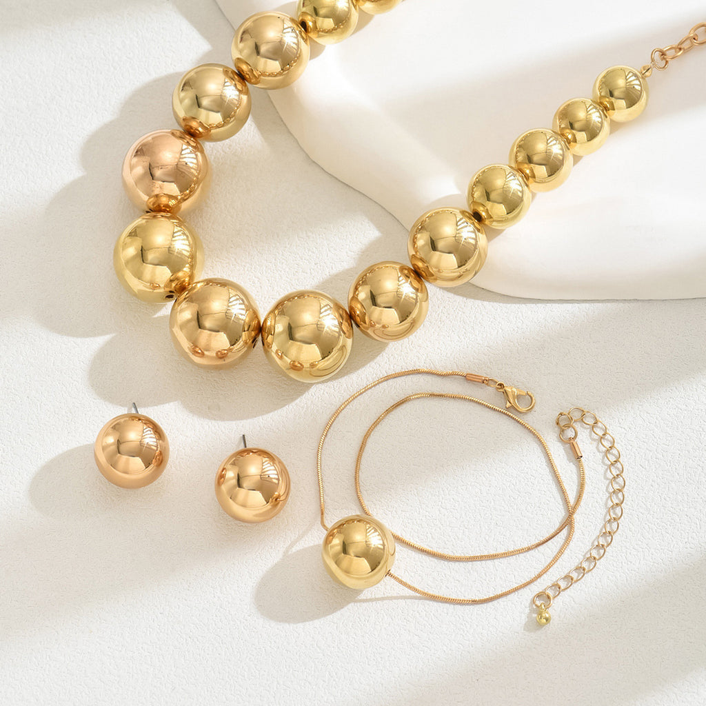 Fashionable OL bracelet, necklace, earrings, and light luxury spherical set