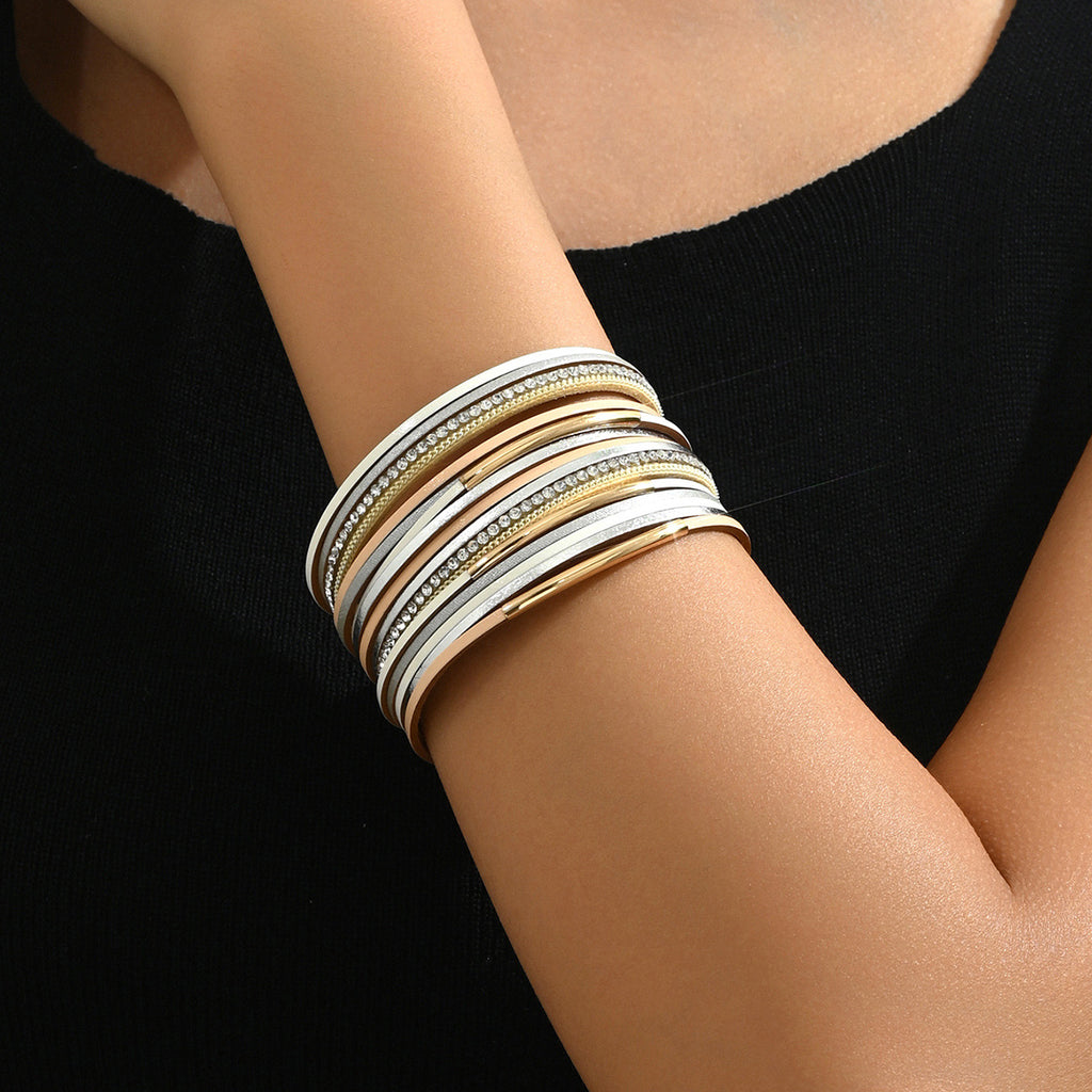 Niche high-end diamond-set multi-layered bracelet