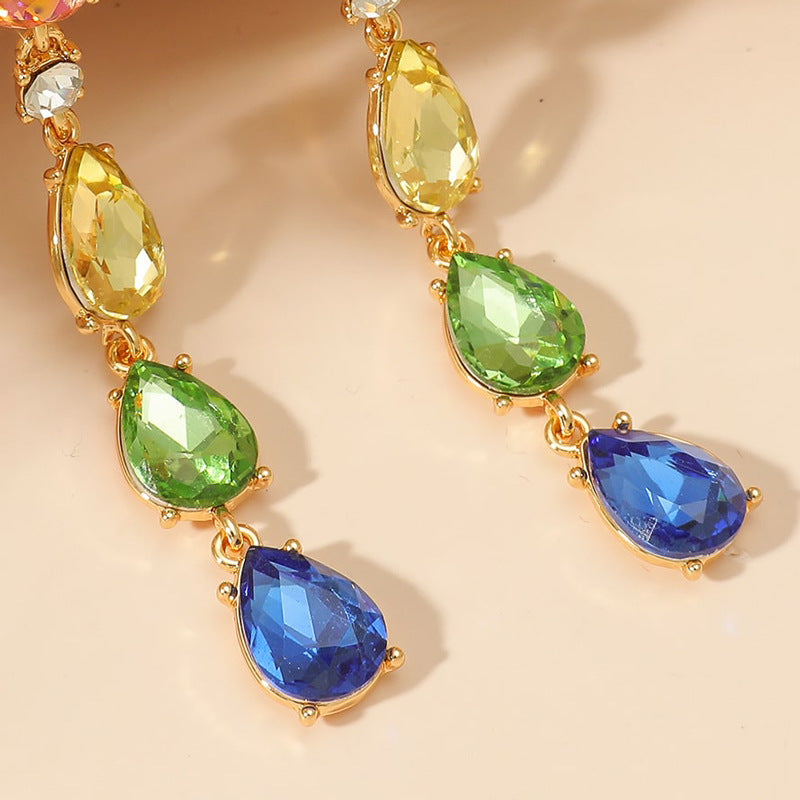 Colorful rhinestone crystal earrings