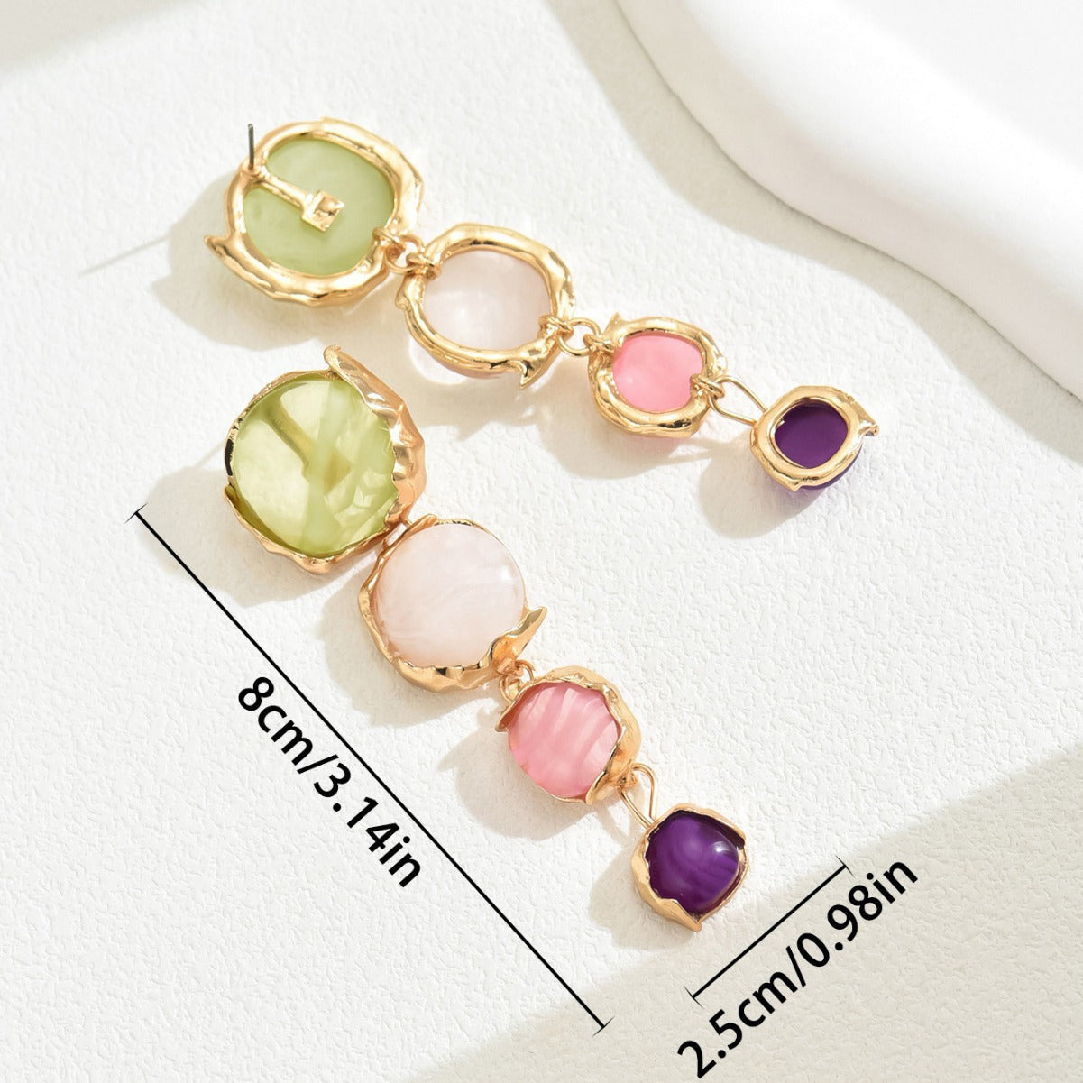 Forest-themed high-end earrings inlaid with gemstones