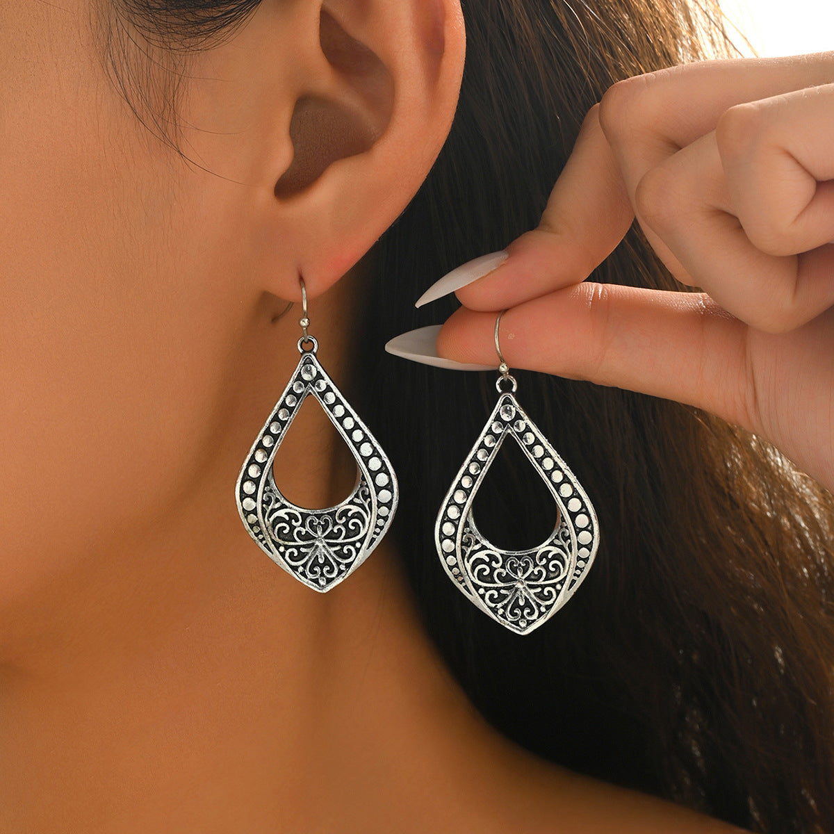 Vintage openwork silver earrings