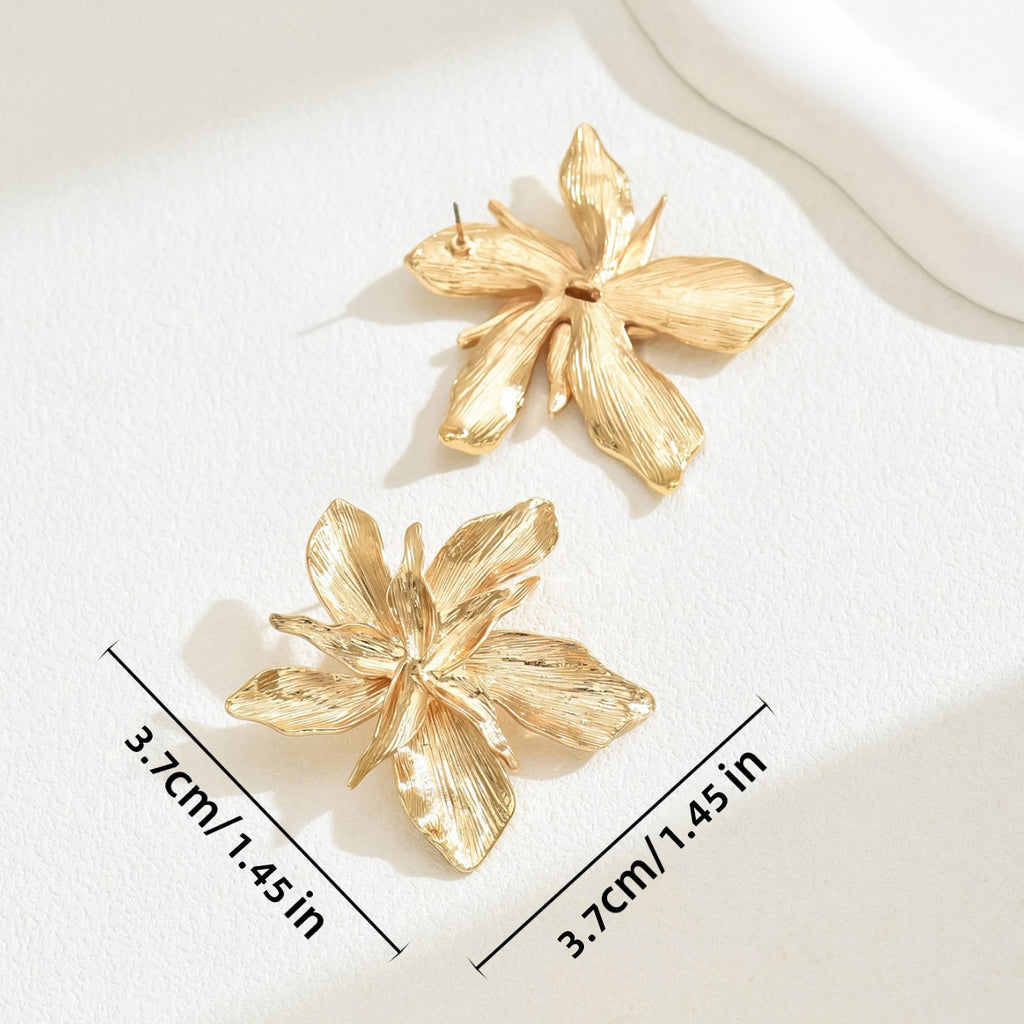 Five-petal flower double-layer earrings