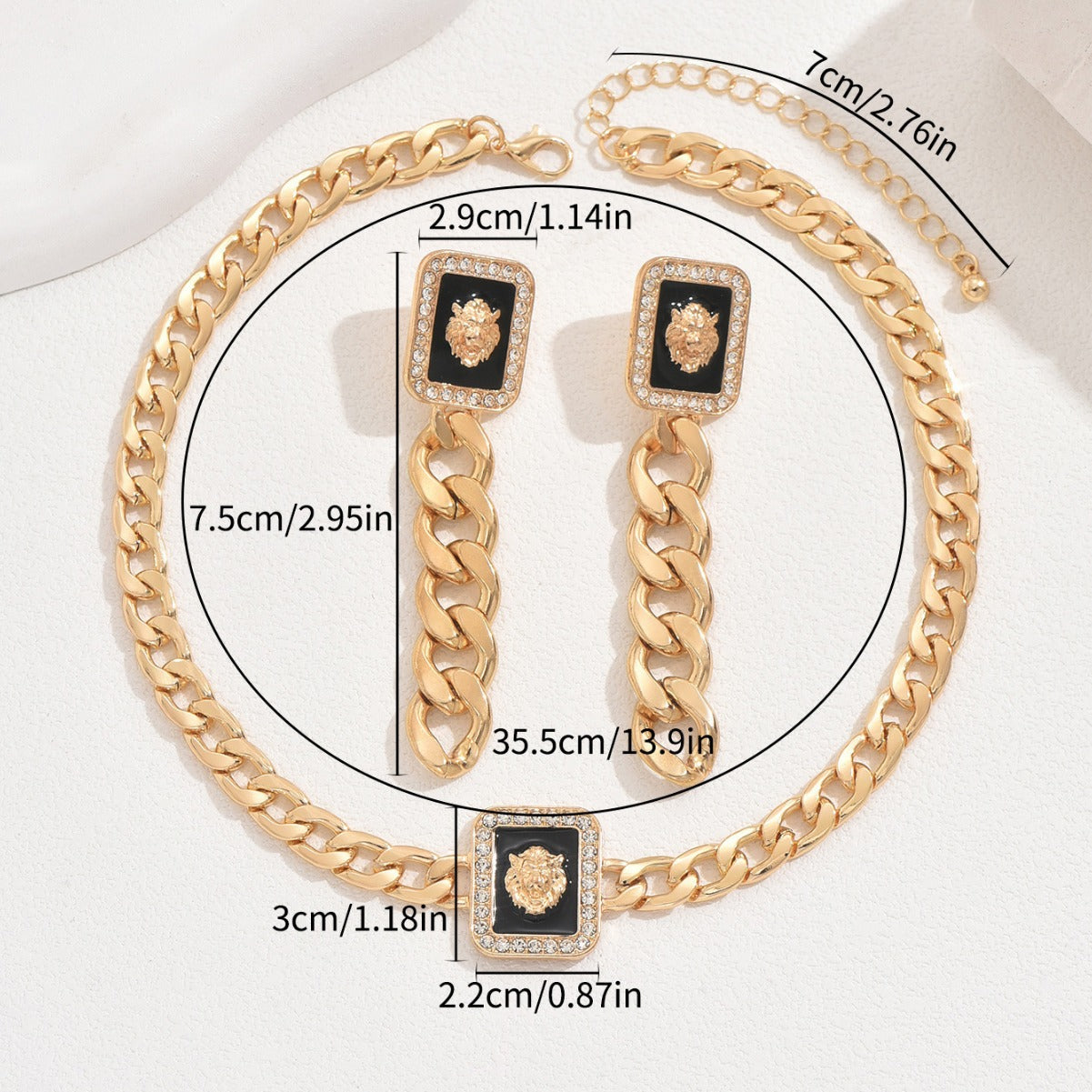Lion-shaped clavicle chain and bracelet set