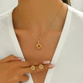 High-end metal earrings and clavicle chain set