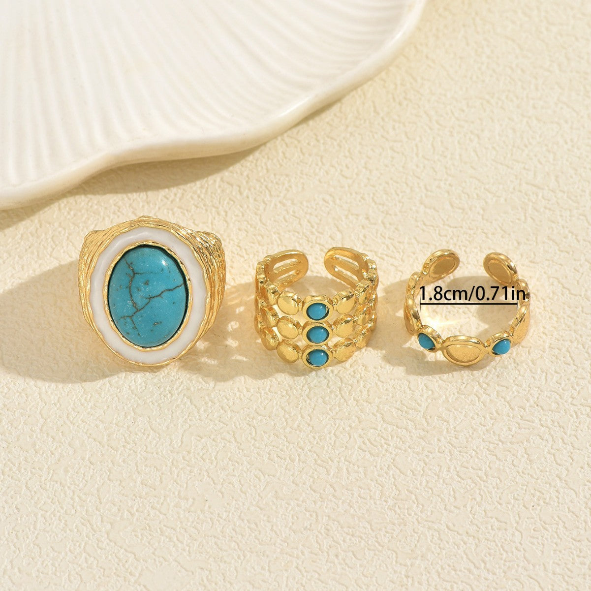 Vintage turquoise multi-layered open ring