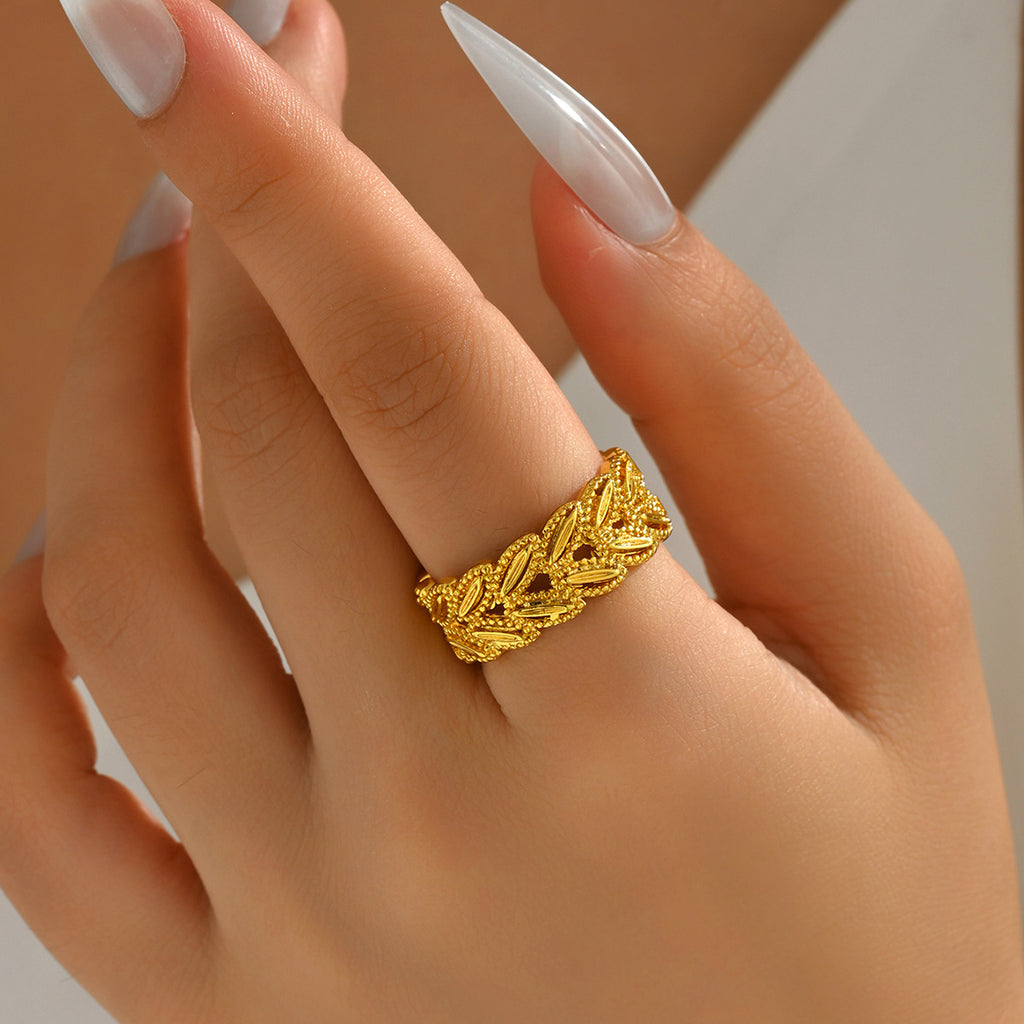 Wheat spike-shaped open index finger ring