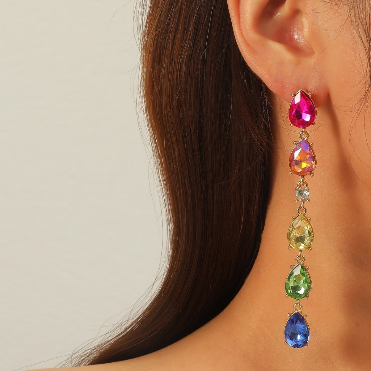Colorful rhinestone crystal earrings