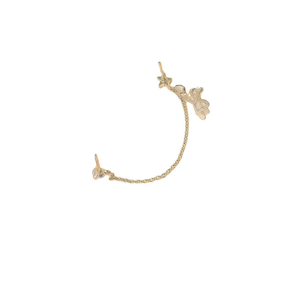 Cute bear and star ear cuff chain
