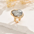 Geometric design pearl open ring