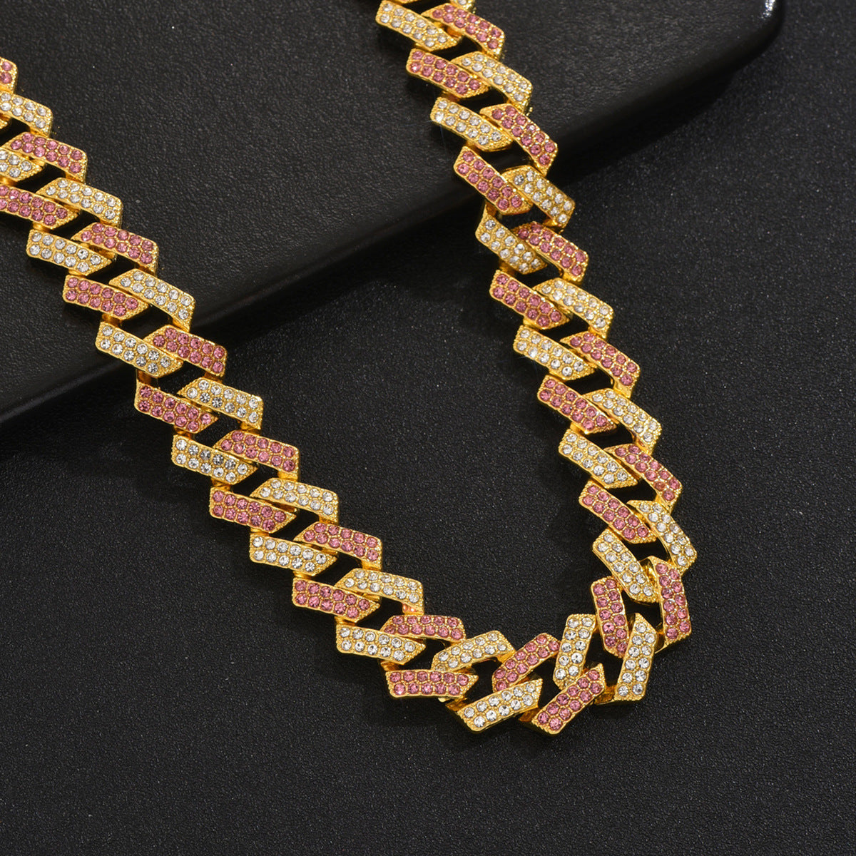 eStylish double-row diamond Cuban  necklace