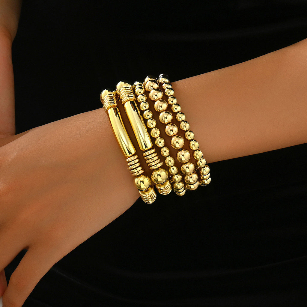 Simple multi-layered beaded bracelet