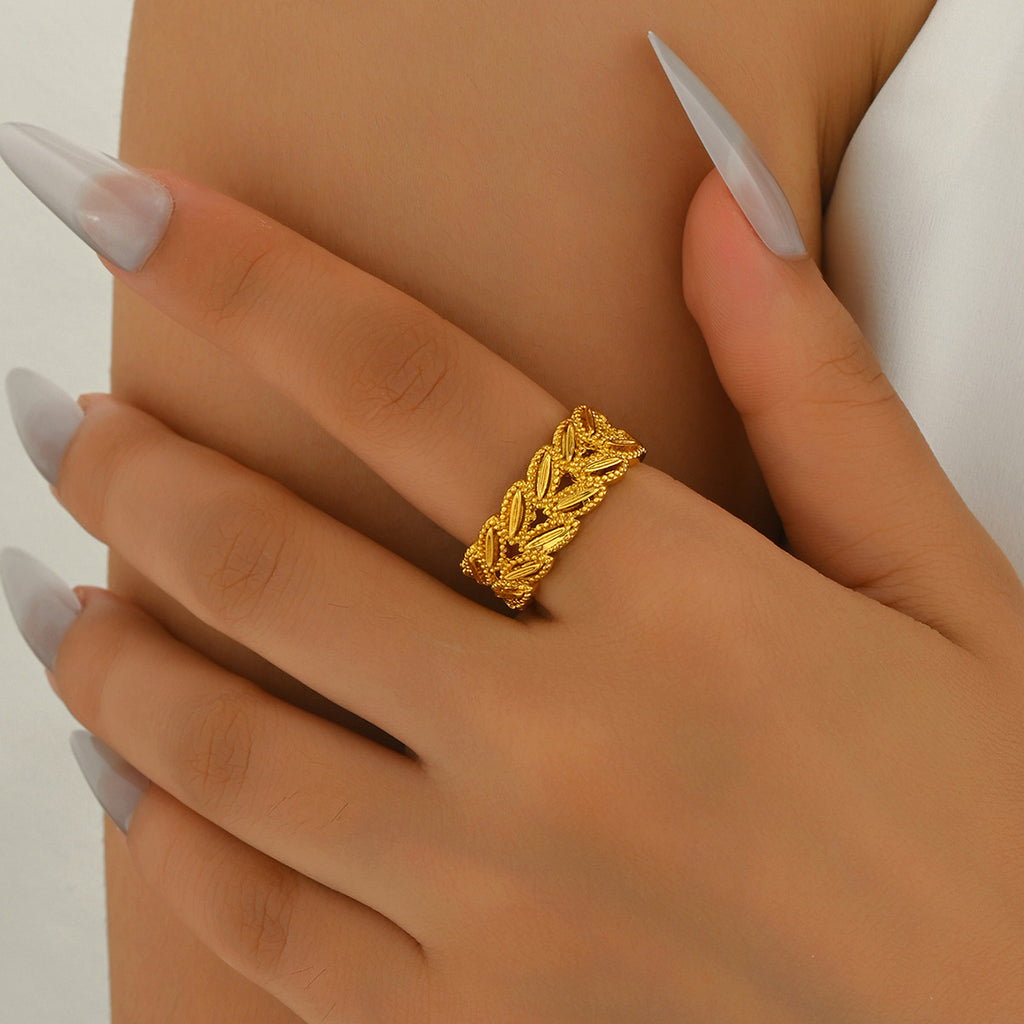 Wheat spike-shaped open index finger ring