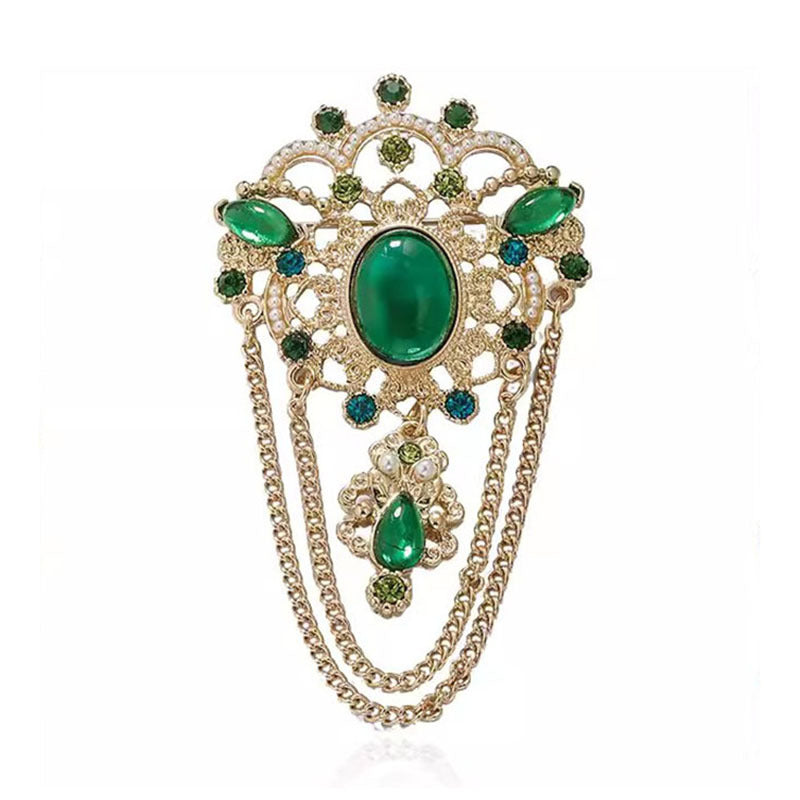 Broche de borla esmeralda