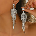 Long tassels, earrings inlaid with rhinestones