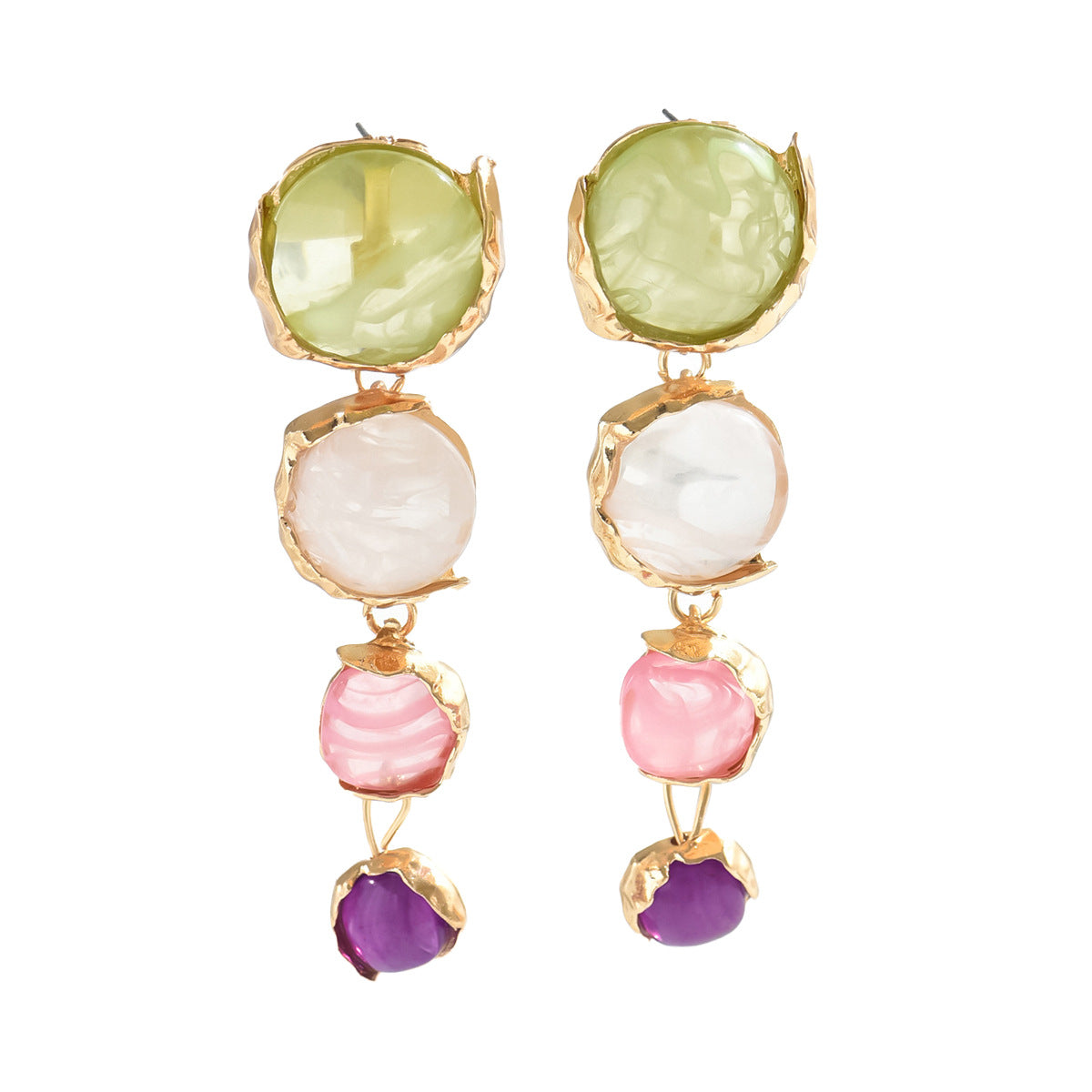 Forest-themed high-end earrings inlaid with gemstones