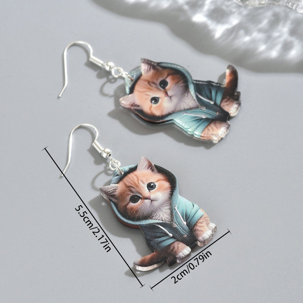 Cute cat high-end acrylic stud earrings