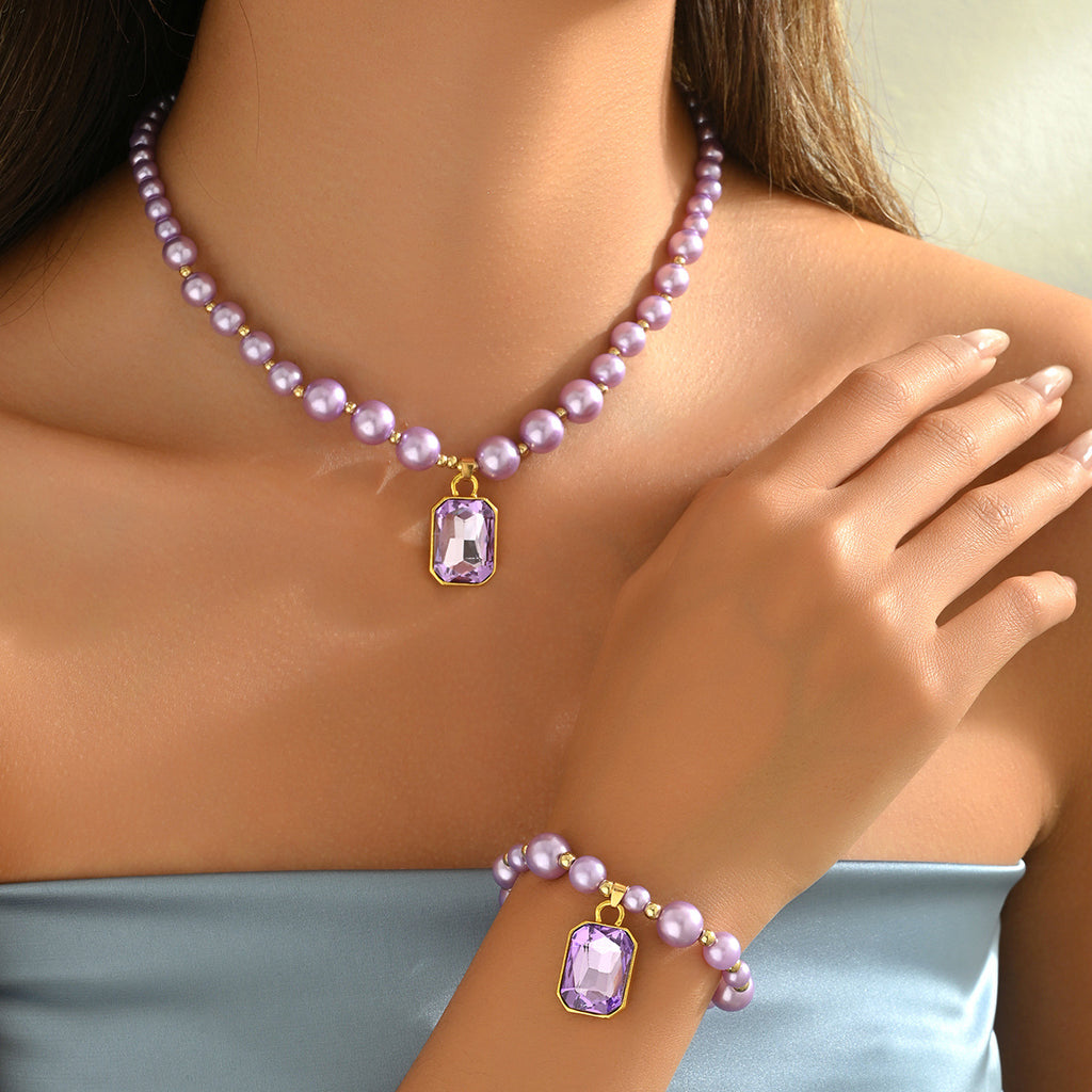 Fashion pearl necklace and bracelet set