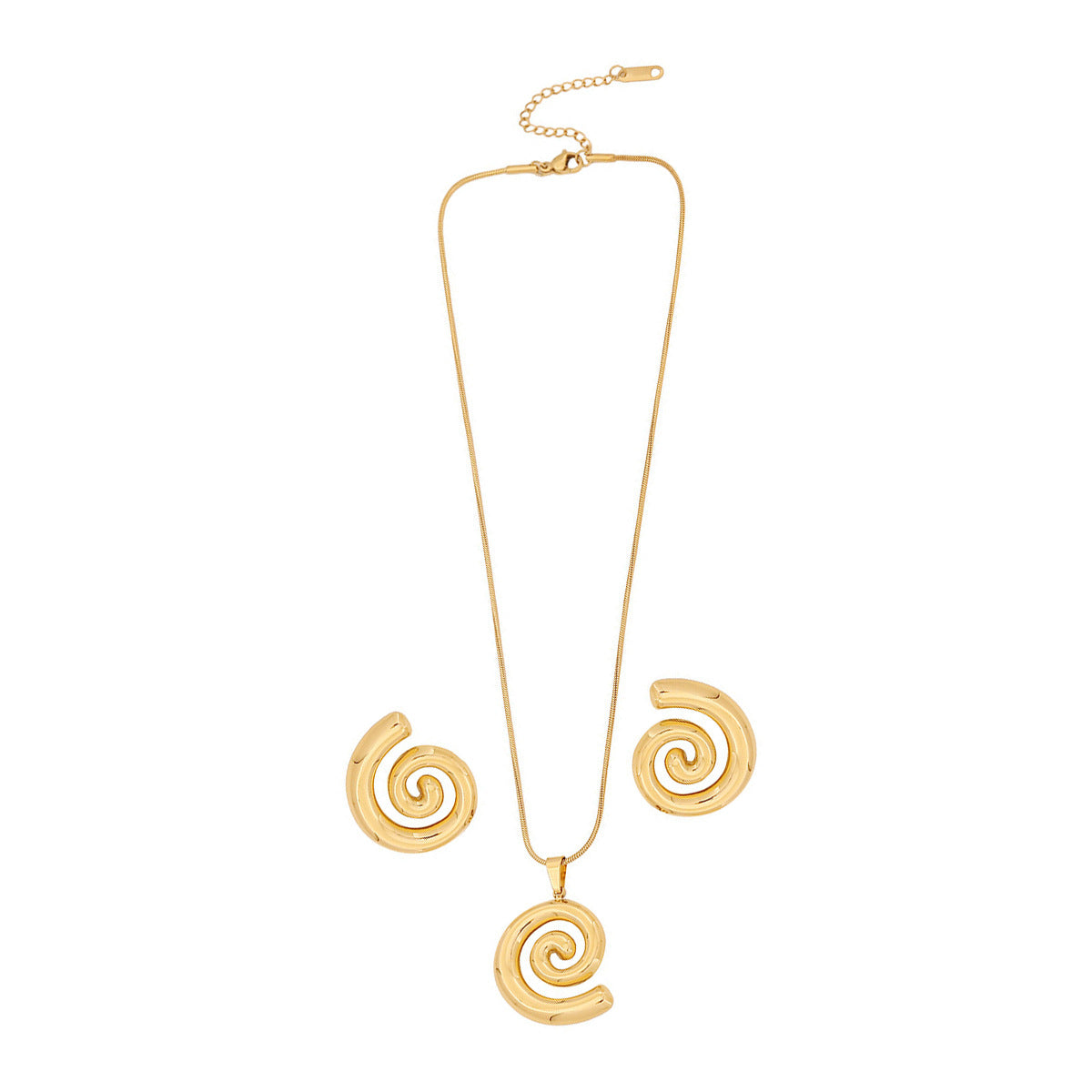 Niche spiral pendant chain, earring set