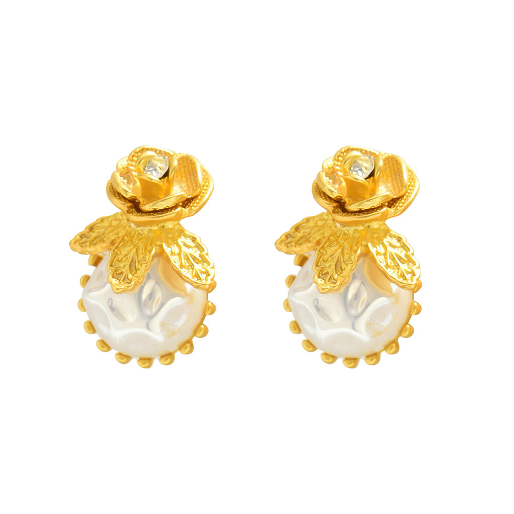 Rose-shaped zircon petal earring