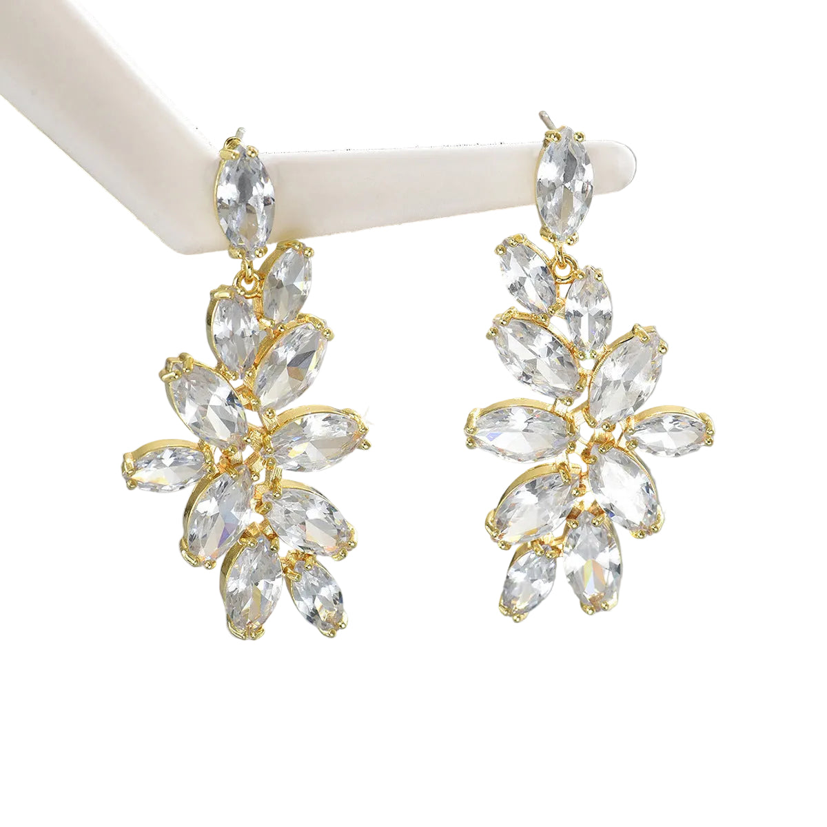 Chanel-style women's earrings encrusted with diamonds