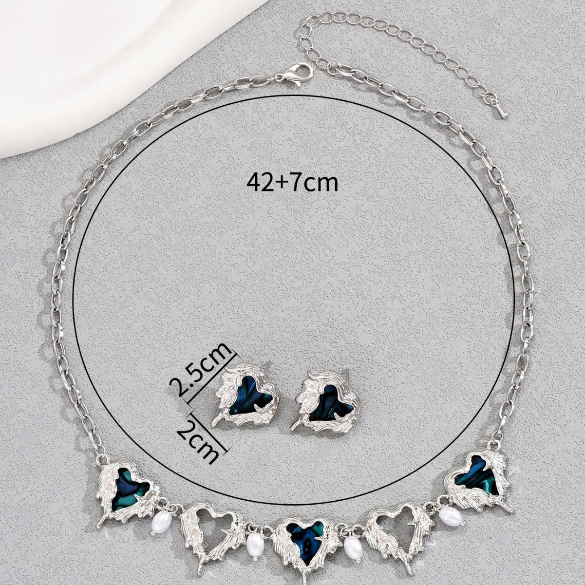 Flame Heart Earrings and Necklace Set