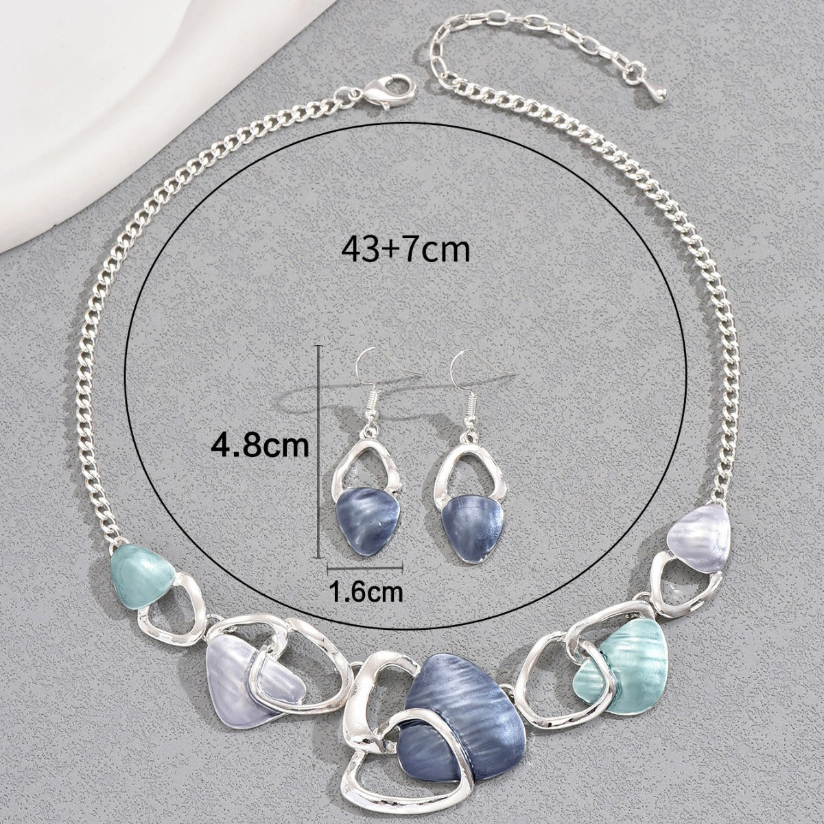 Round teardrop necklace and earrings, irregular clavicle chain set