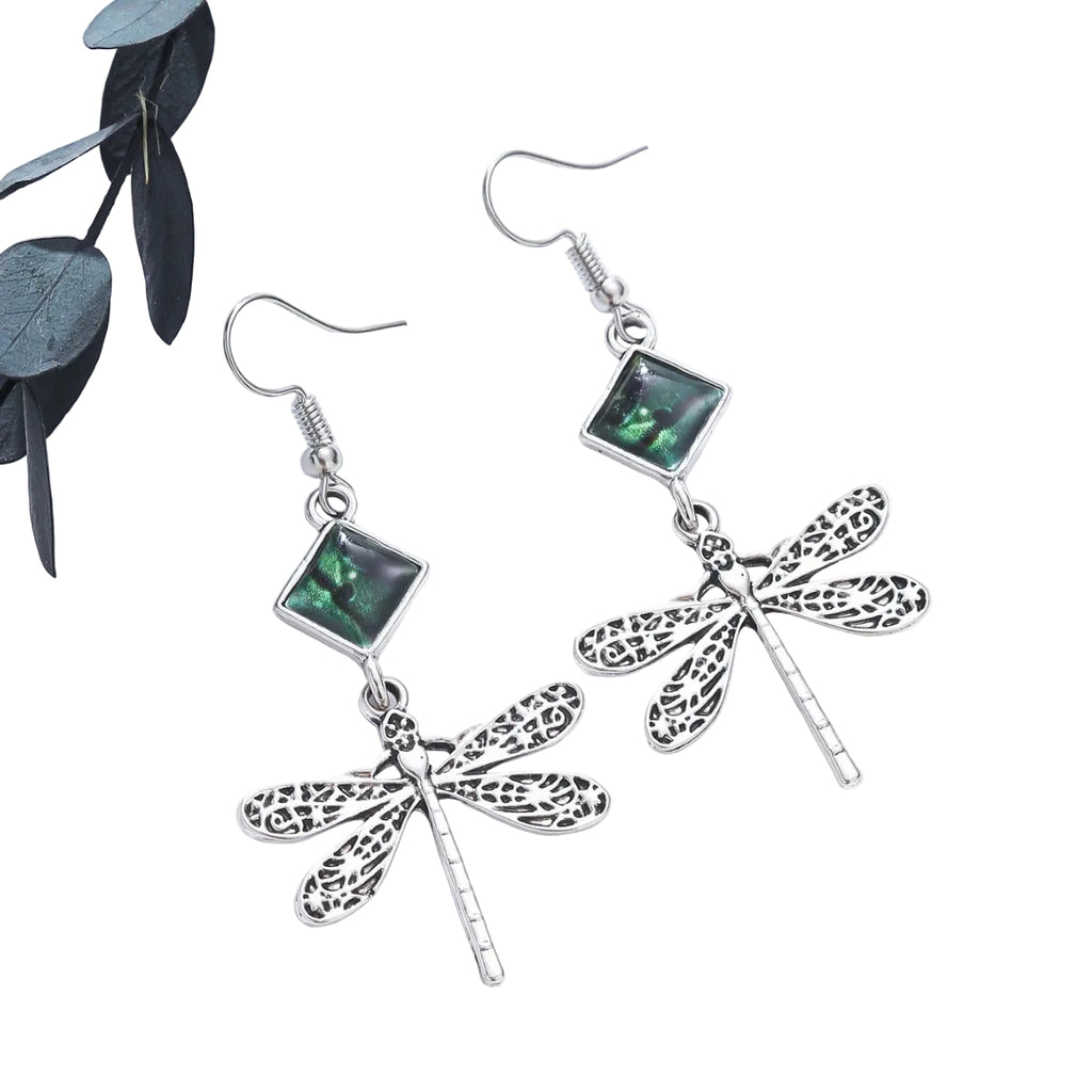 Dragonfly-themed unique oil drop hip-hop earrings