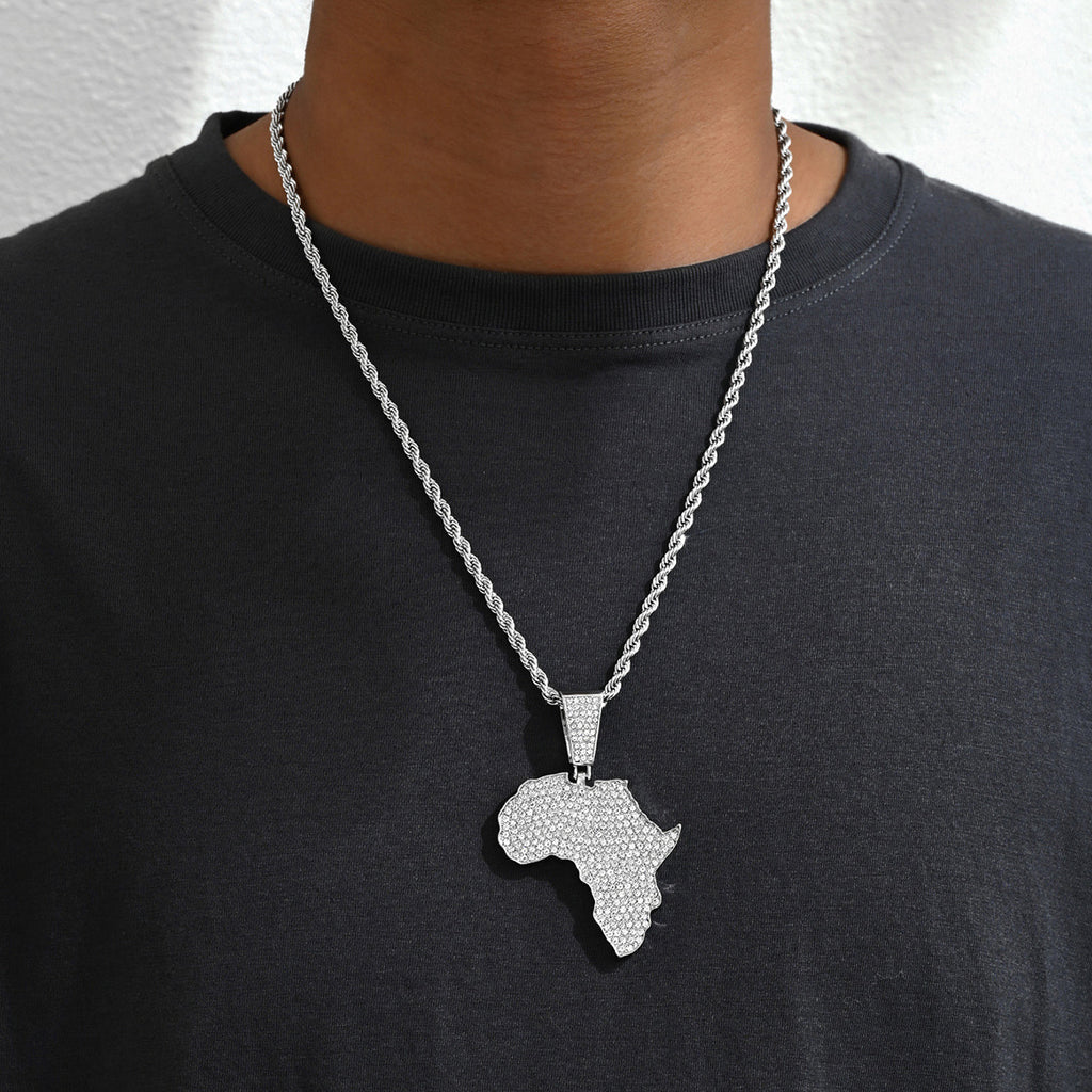 Personalized map pendant Cuban necklace for men