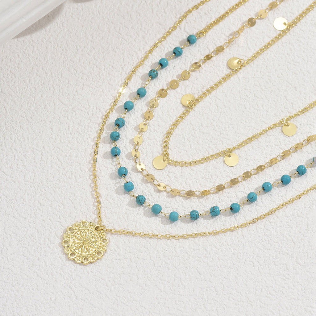 Turquoise Flower Multi-Layer Necklace