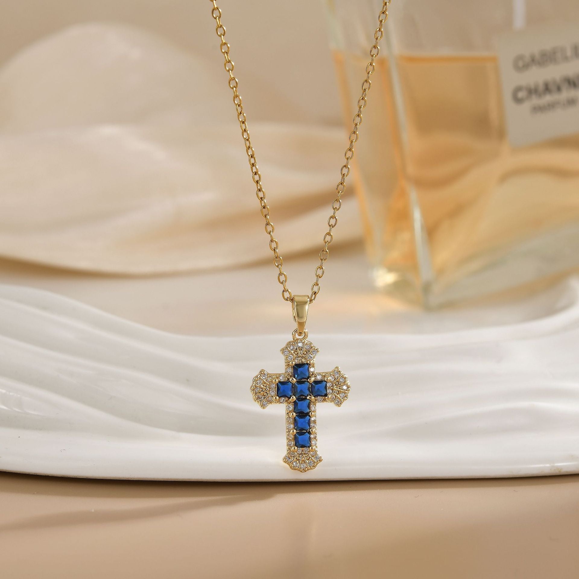 Vintage copper cross necklace