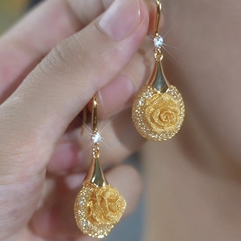 High-end elegant rose earrings