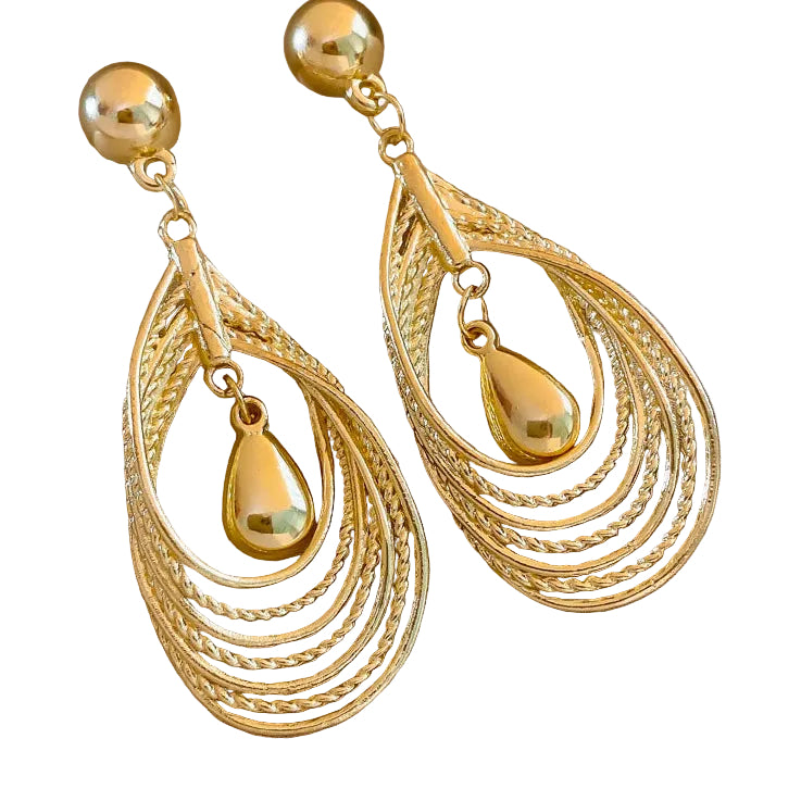 Multi-layered teardrop-shaped hollow earrings