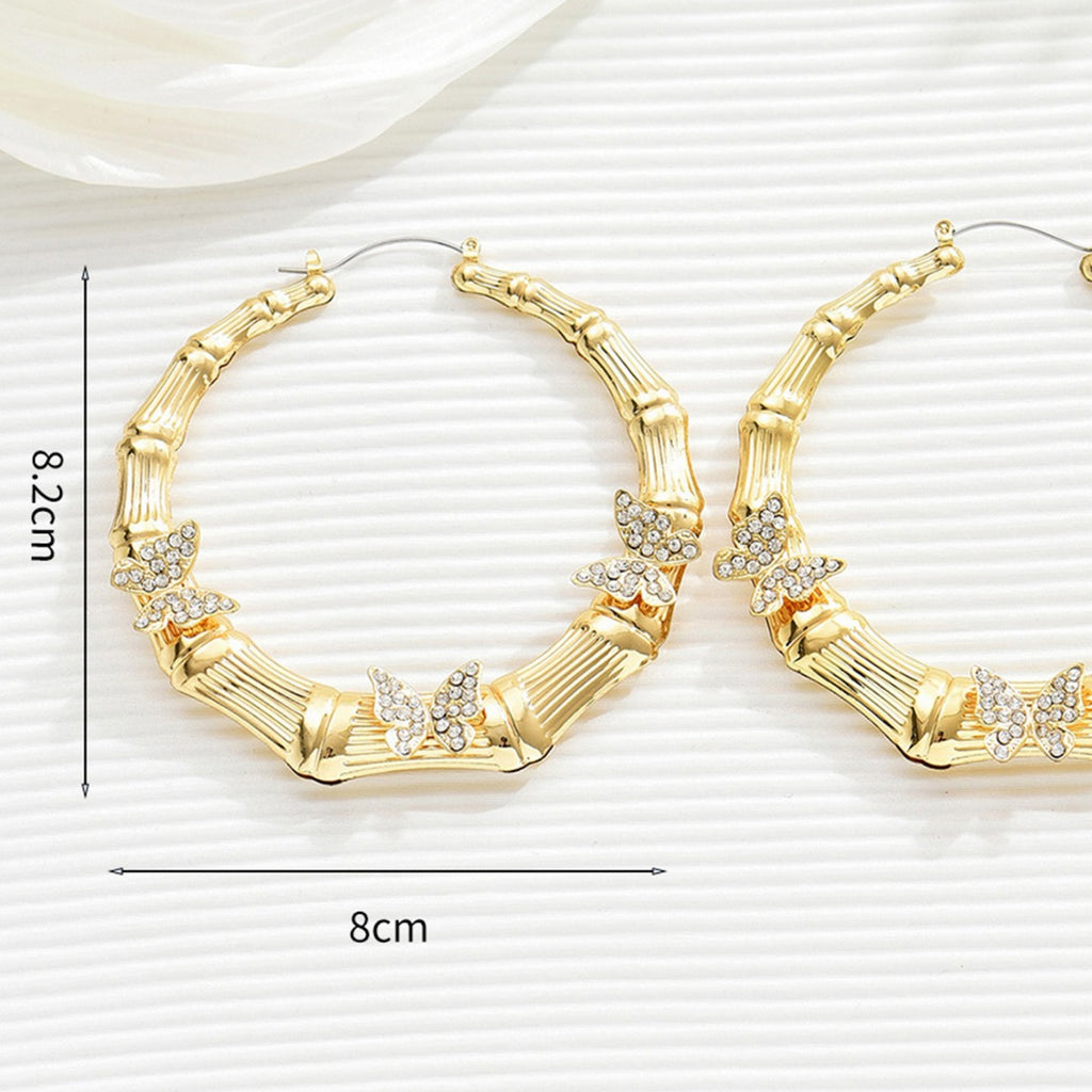 Diamond lady butterfly large hoop earrings