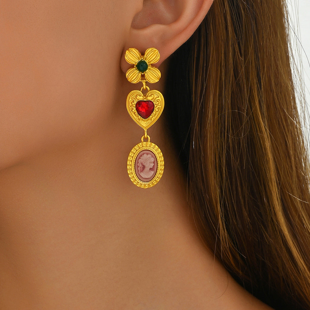 Vintage style, diamond-encrusted four-leaf clover earrings