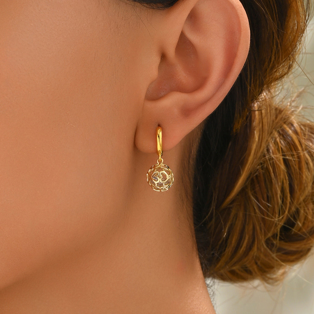 Geometric inlaid zircon, high-end earrings