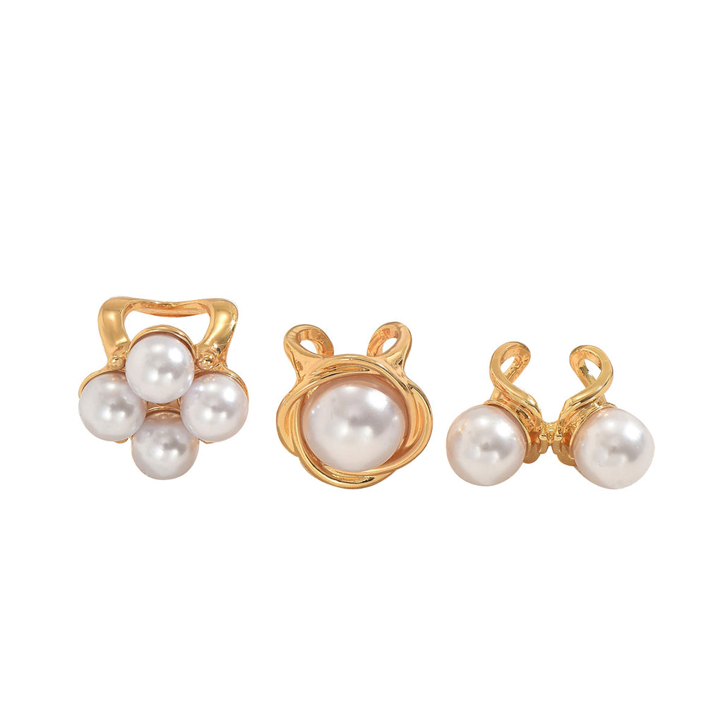 High-end inlaid pearl design open set ring