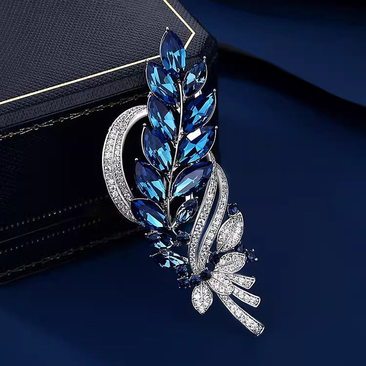 Blue Wheat Ear Brooch