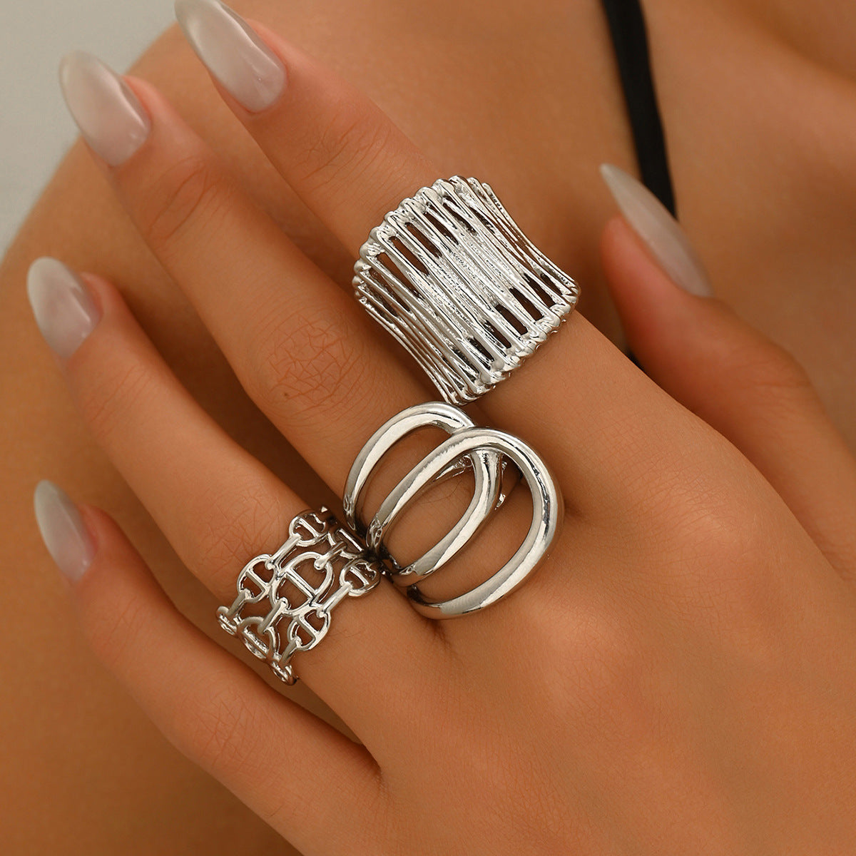 Fashion Geometric Minority Advanced Feeling Ring Set