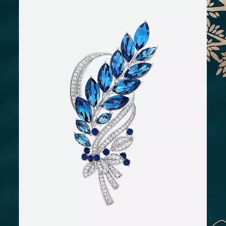 Blue Wheat Ear Brooch