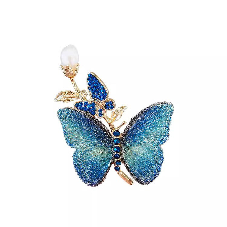 Embroidered butterfly brooch