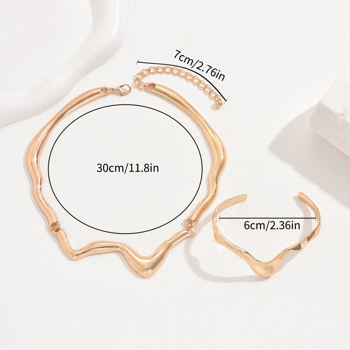 Lava Metal Bracelet Necklace Jewelry Set