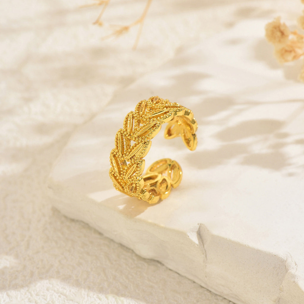 Wheat spike-shaped open index finger ring