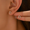Horseshoe-shaped zircon high-end earrings